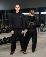 REALISM X DERRIMUT GYM OLD SCHOOL OPEN LEG SWEATPANTS BLACK - Image 5
