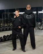 REALISM X DERRIMUT GYM OLD SCHOOL OPEN LEG SWEATPANTS BLACK - Image 3